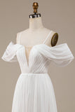 Avorio freddezza Boho increspato abito da sposa