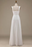 Avorio girocollo Boho abito da sposa con pizzo