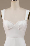 Avorio girocollo Boho abito da sposa con pizzo